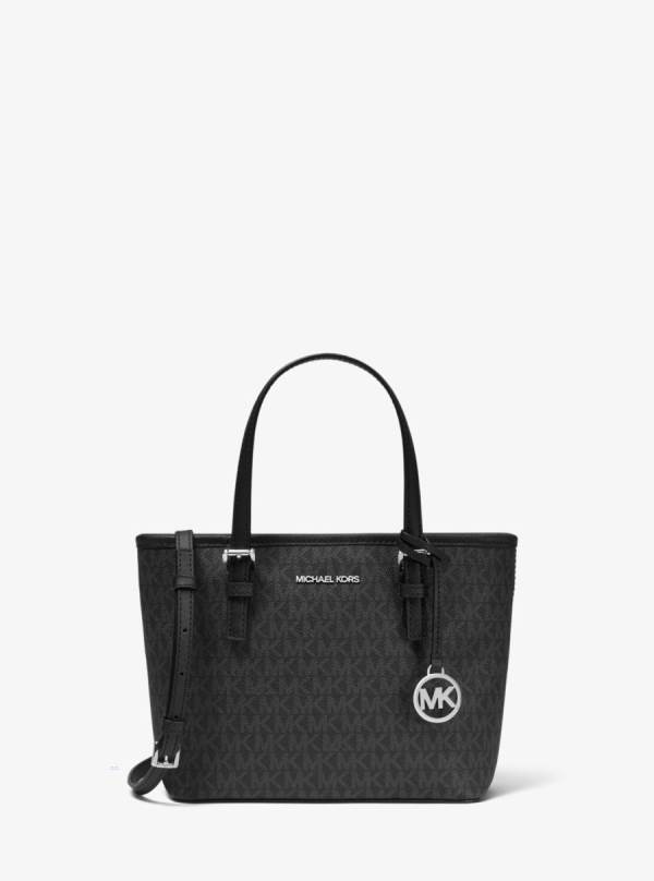Damske Prenosná Taška Michael Kors Jet Set Travel Extra-Small Logo Top-Zip Čierne - Kabelky Michael Kors Outlet | OQFEG-0147